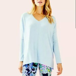 Lilly Pulitzer Luxeletic Clifford Vneck Soft Long Sleeve Top Women M Athleisure